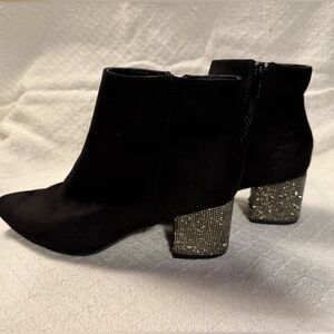 BAMBOO Black Ankle Boots with Sparkling Heel